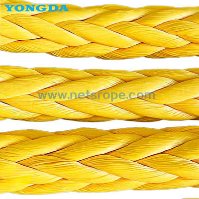 Linea di ormeggio UHMWPE anti-torsione a 12 fili utilizzando tessuto cavo per ormeggio / rimorchiamento / ormeggio